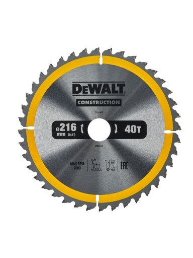 DeWalt Medžio pjovimo diskas 216x30x40T, DeWALT