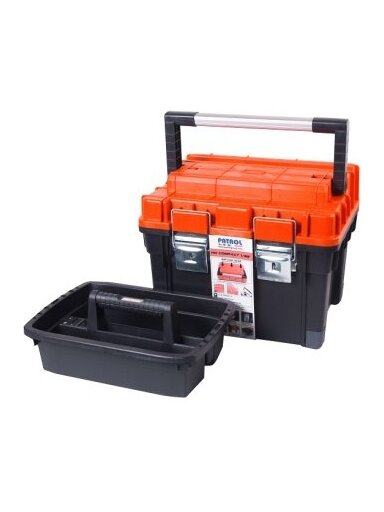 Dėžė įrankiams Patrol HD Compact 1, su metaliniu užraktu | oranžinė (45x35x35 cm)