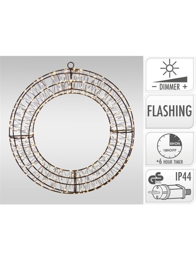 Dekoracija Žiedas su LED, AX5393600, D38 cm, juoda 1 Dekoracija Žiedas su LED, AX5393600, D38 cm, juoda 1