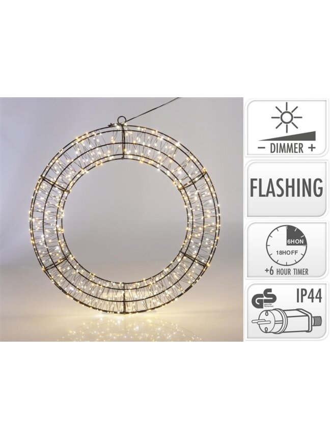 Dekoracija Žiedas su LED, AX5393710, D50 cm, juoda 1 Dekoracija Žiedas su LED, AX5393710, D50 cm, juoda 1