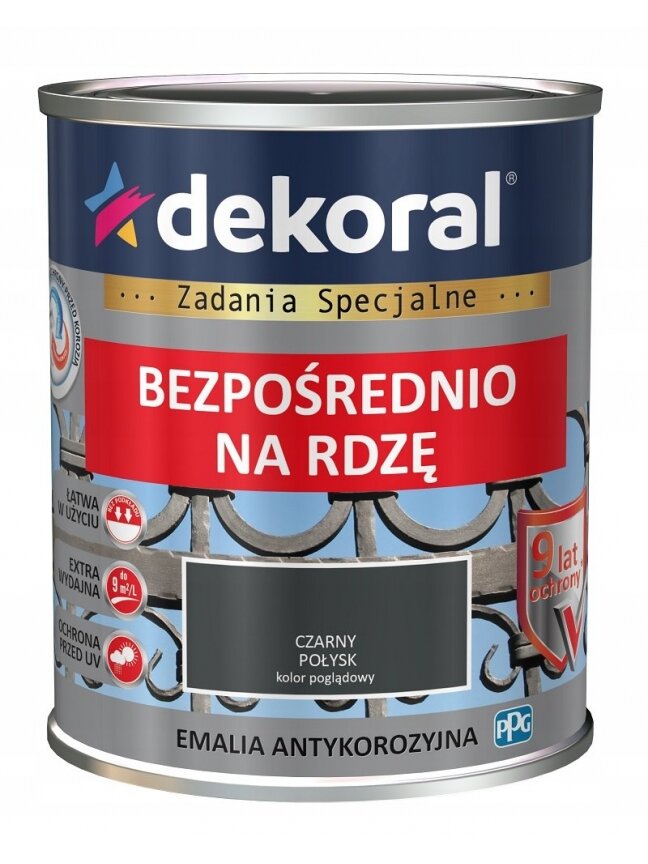 Dekoral, emalis antikorozinis | 0,65 ltr juodas blizgus RAL 9005