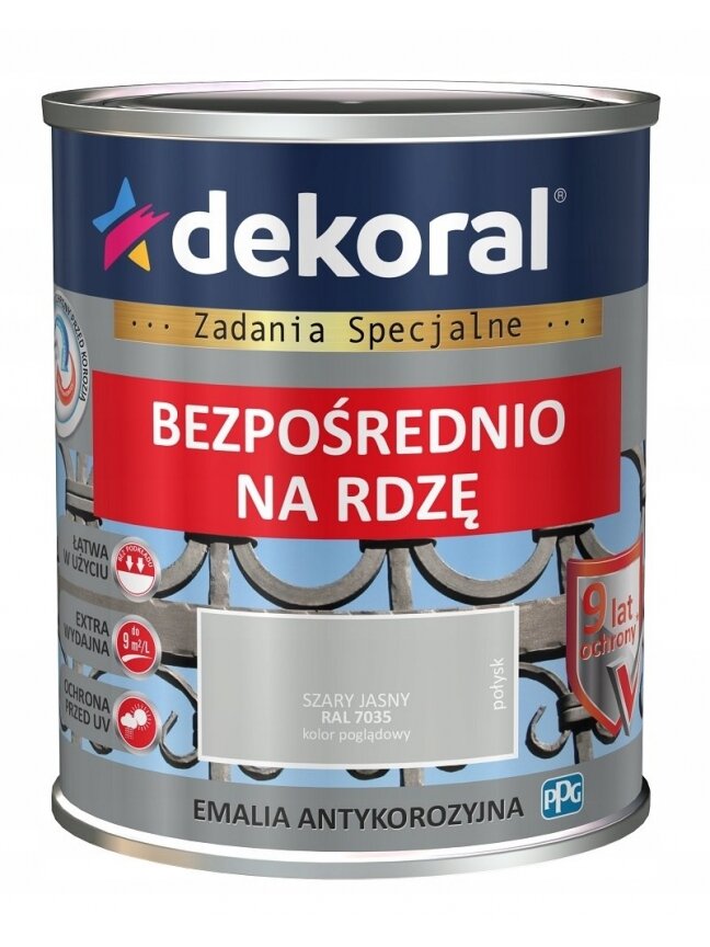 Dekoral, emalis antikorozinis | 0,65 ltr. šviesiai pilkas, blizgus RAL 7035 Dekoral, emalis antikorozinis | 0,65 ltr. šviesiai pilkas, blizgus RAL 7035