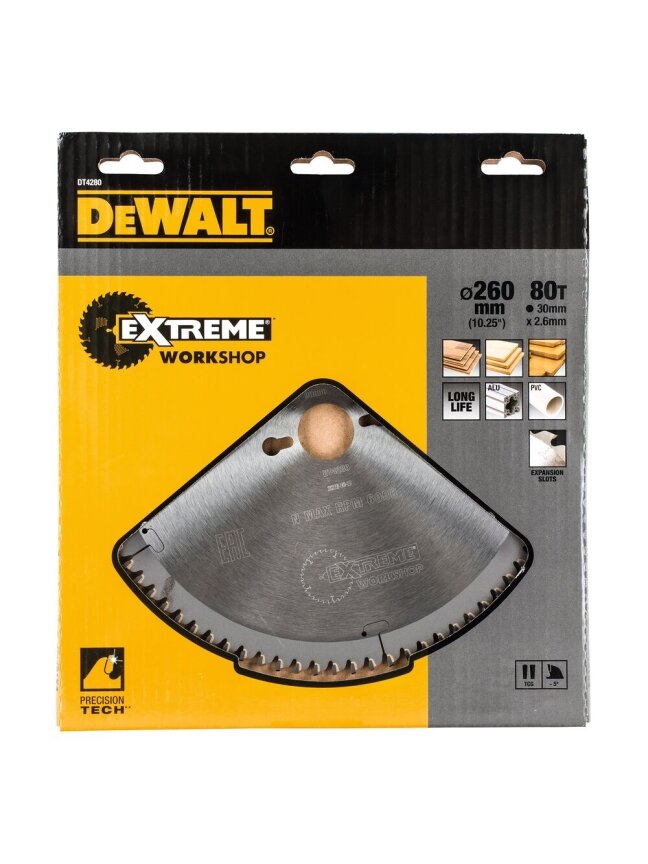 DeWalt Pjov. diskas medienai DeWalt 260mmx30mm 80T 1 DeWalt Pjov. diskas medienai DeWalt 260mmx30mm 80T 1
