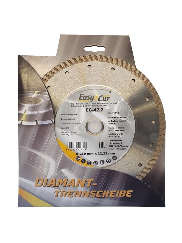 Deimantinis pjovimo diskas Cedima EC-42.2 230x22.23x2.6mm 1 Deimantinis pjovimo diskas Cedima EC-42.2 230x22.23x2.6mm 1