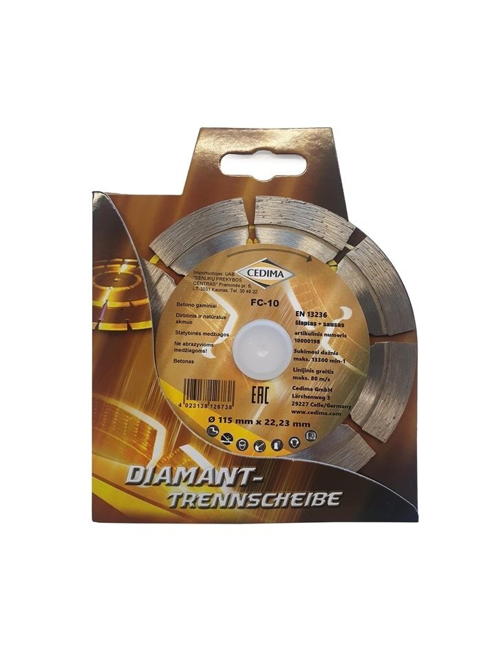 Deimantinis pjovimo diskas Cedima 115x22,23x1.6/1.9mm FC-10 2