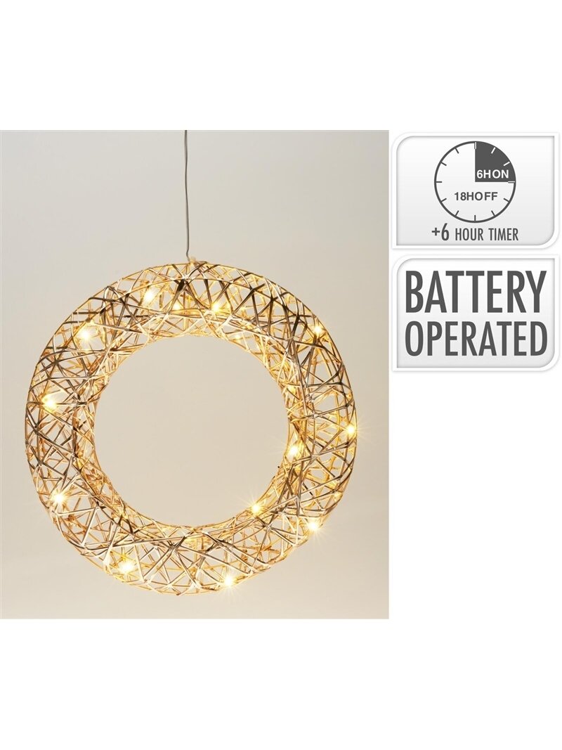 Dekoracija Vainikas su LED, AMZ200530 D30 cm, aukso 1
