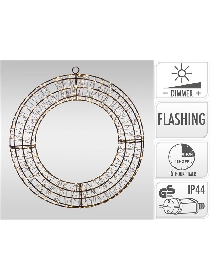 Dekoracija Žiedas su LED, AX5393600, D38 cm, juoda 1 Dekoracija Žiedas su LED, AX5393600, D38 cm, juoda 1