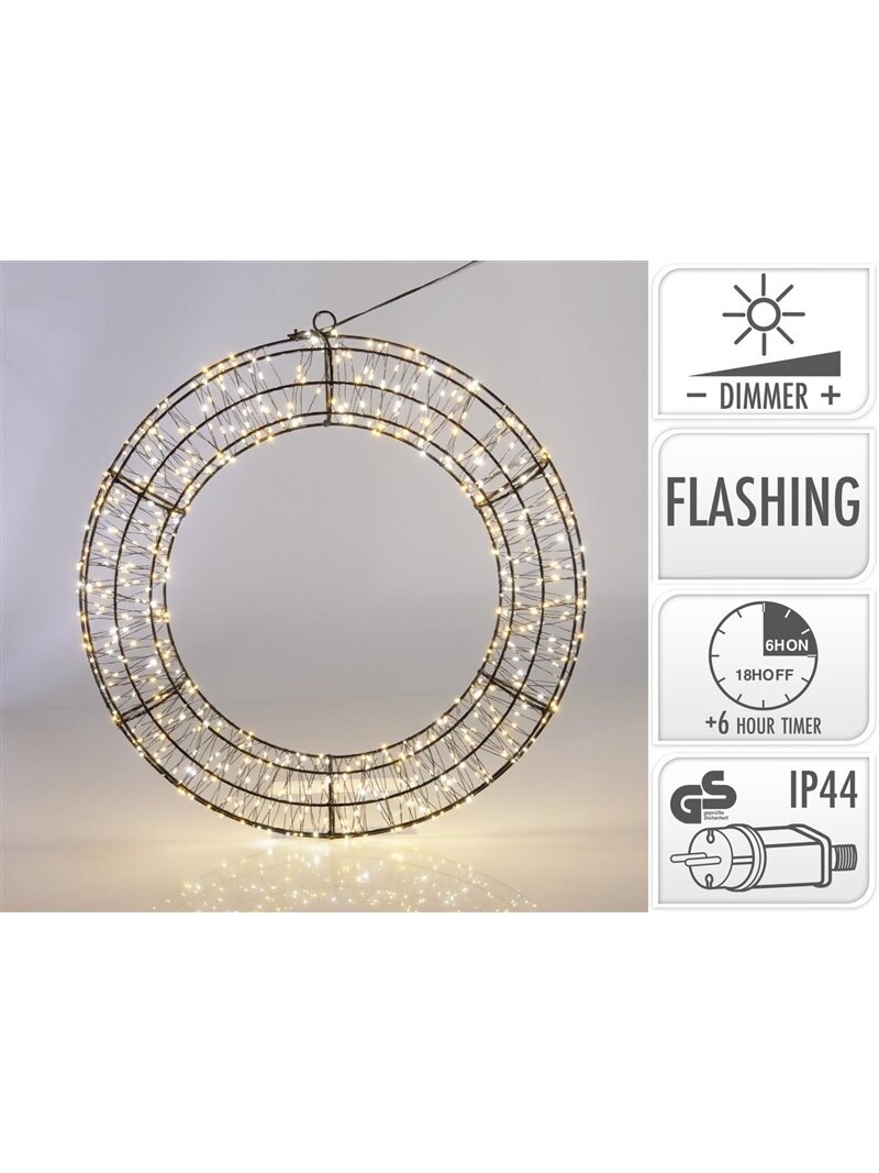 Dekoracija Žiedas su LED, AX5393710, D50 cm, juoda 1 Dekoracija Žiedas su LED, AX5393710, D50 cm, juoda 1