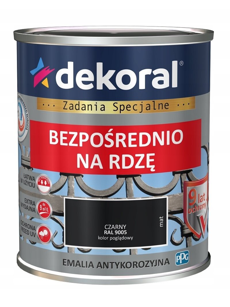 Dekoral, emalis antikorozinis | 0,65 ltr. juodas matinis RAL 9005 Dekoral, emalis antikorozinis | 0,65 ltr. juodas matinis RAL 9005