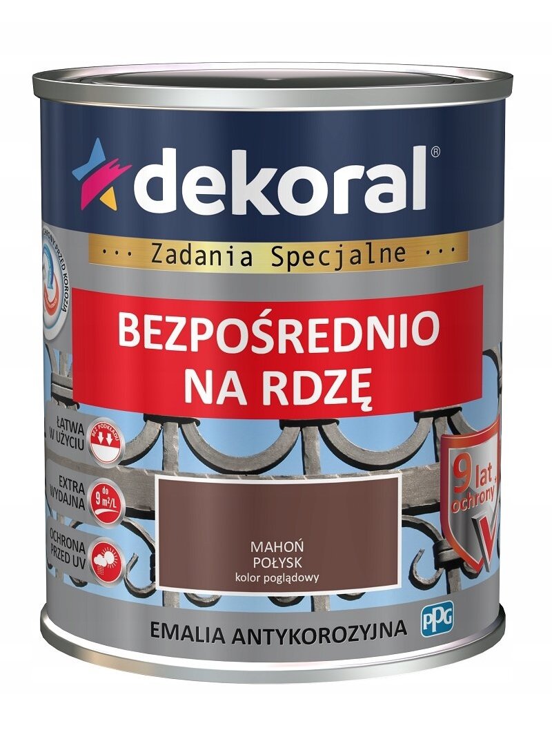 Dekoral, emalis antikorozinis | 0,65 ltr. mahon blizgus RAL 3009