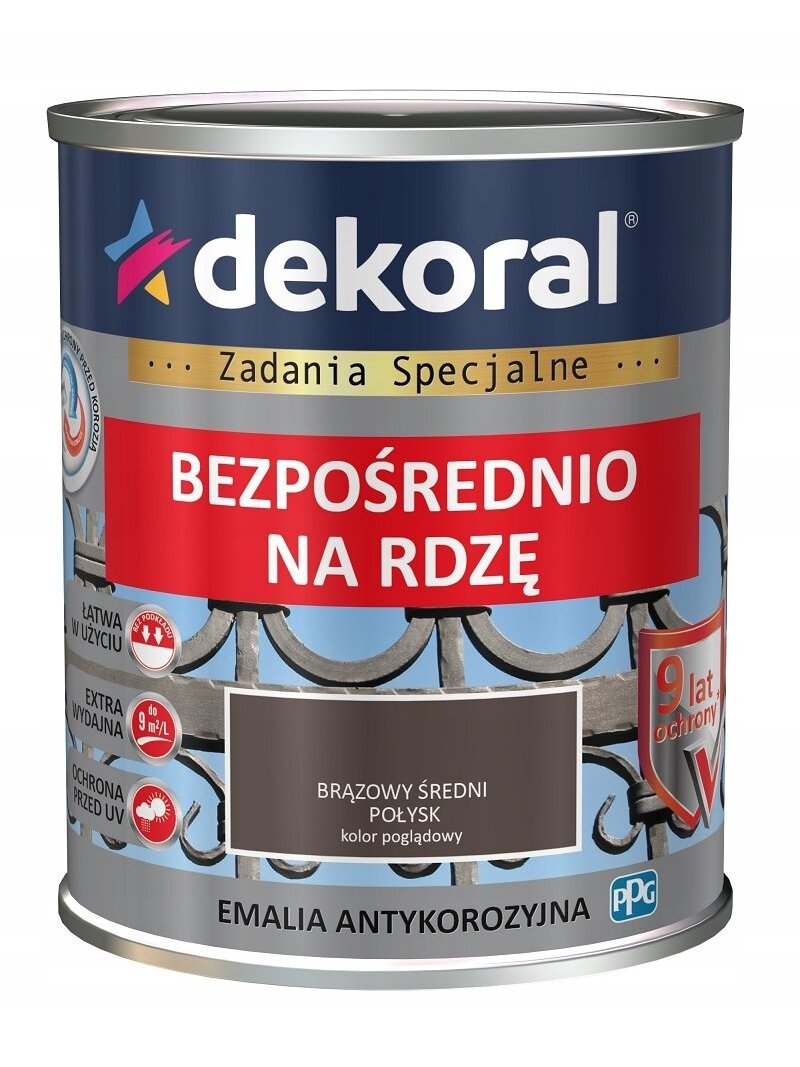 Dekoral, emalis antikorozinis | 0.65 ltr. vidutiniškai .rudas (braz.sredn.) RAL 8016