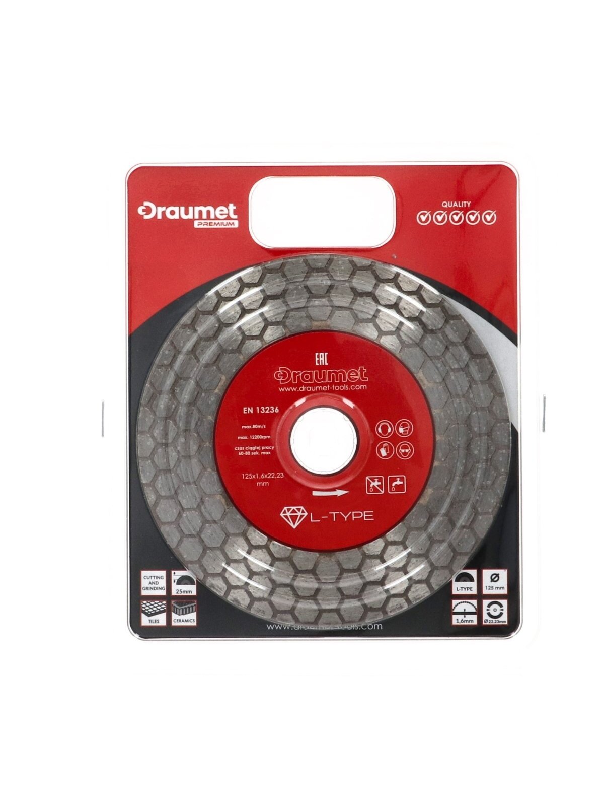 Diskas deimantinis šlifavimui ir pjovimui L-TYPE 125x1,6mm Draumet Premium 1