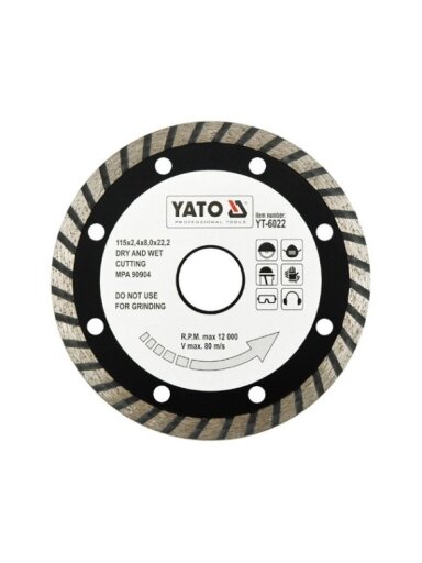 Diskas pjovimo deimantinis (šlapiam-sausam pjovimui) TURBO Yato | d-180x2.8x22.2mm