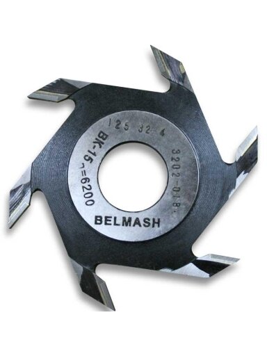 Diskinė griovelių freza BELMASH D125x32x12 (išorinis diametras 125 mm, vidinis standartinis 32 mm, su kietmetalio galiukais)