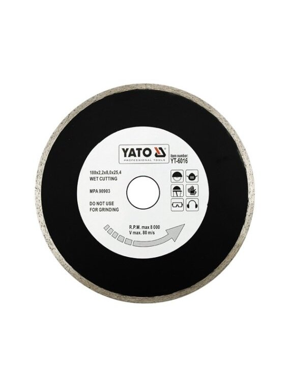Diskas pjovimo deimantinis (šlapiam pjovimui ) Yato | d-180x2.2x25.4mm