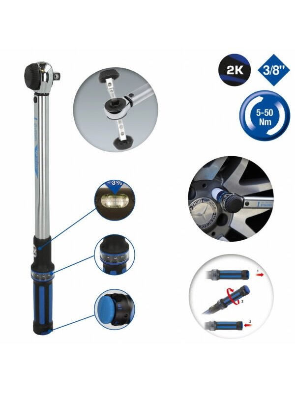 Dinamometrinis raktas 3/8´´, 5 - 50Nm, Brilliant Tools 2