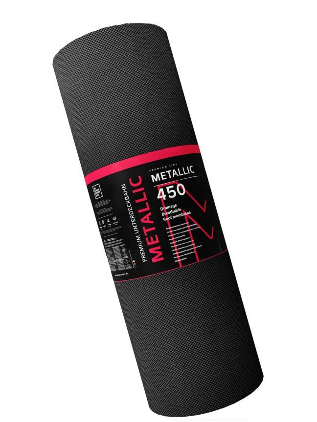 Difuzinė plėvelė Eurovent METALLIC 450 gr./m², 1,5 m. x 25 m. = 37.5 m² 3