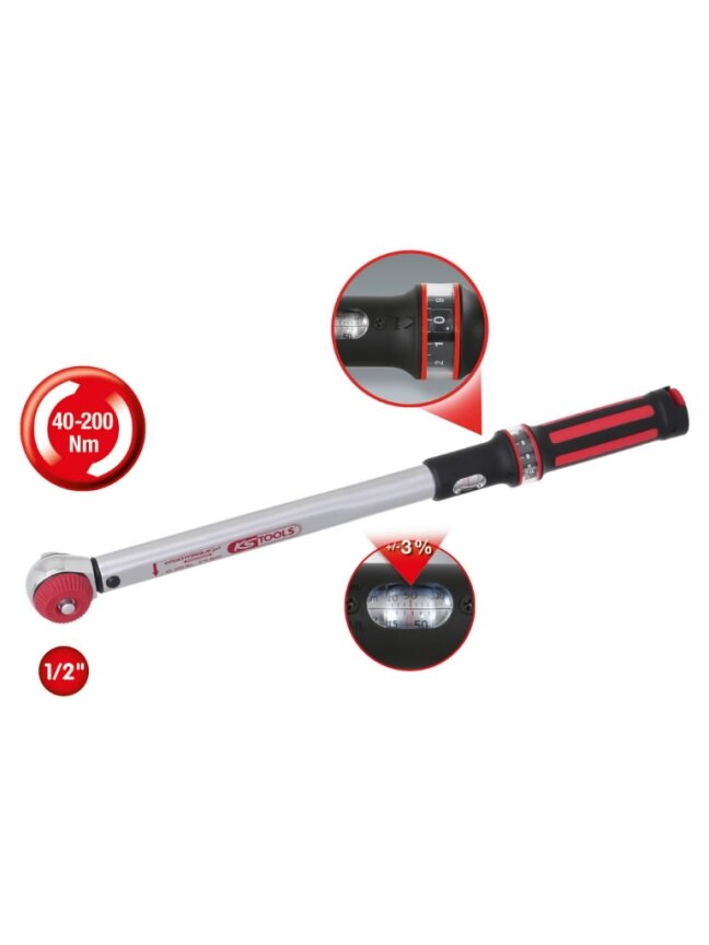 Dinamometrinis raktas ERGOTORQUEprecision 1/2´´, 1/2´´ 40 - 200 Nm (V), KS Tools 2 Dinamometrinis raktas ERGOTORQUEprecision 1/2´´, 1/2´´ 40 - 200 Nm (V), KS Tools 2