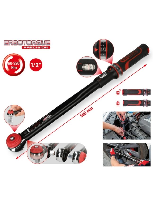 Dinamometrinis raktas ERGOTORQUEprecision 1/2´´, 60-320Nm, KS Tools 6 Dinamometrinis raktas ERGOTORQUEprecision 1/2´´, 60-320Nm, KS Tools 6
