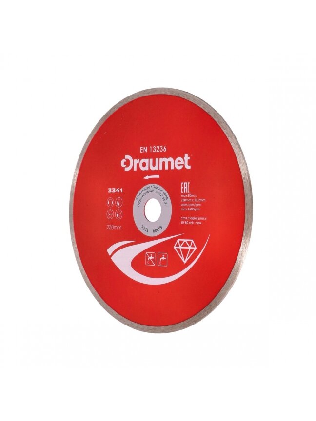 Diskas deimantinis ištisinis DRAUMET | 230x22,23x3mm