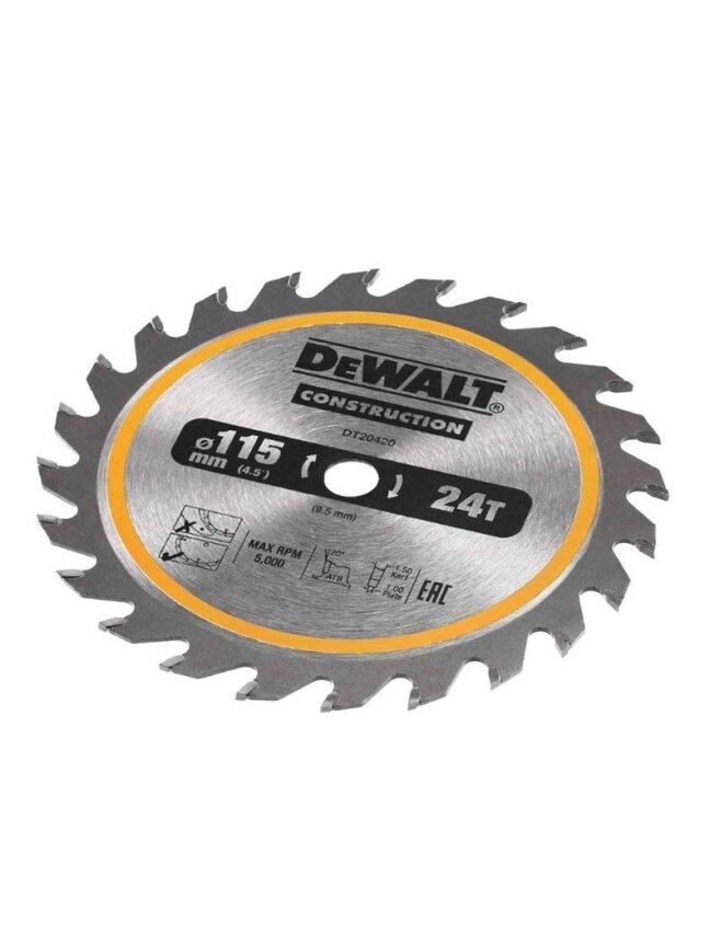 Diskinis medienos pjūklas DEWALT 115 mm, 24T Diskinis medienos pjūklas DEWALT 115 mm, 24T