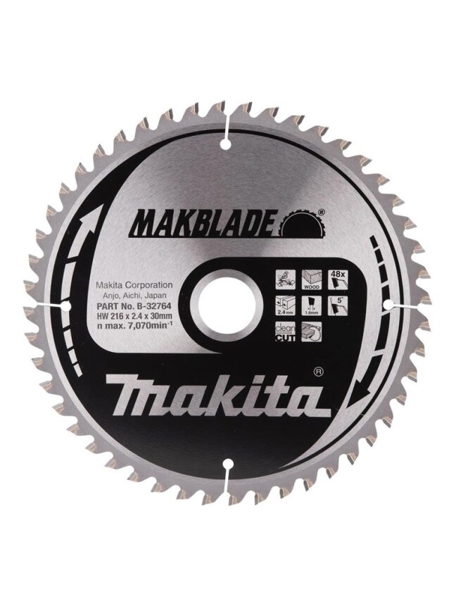 Diskinis medienos pjūklas Makita, TCT, 216x30mm, 48T Diskinis medienos pjūklas Makita, TCT, 216x30mm, 48T