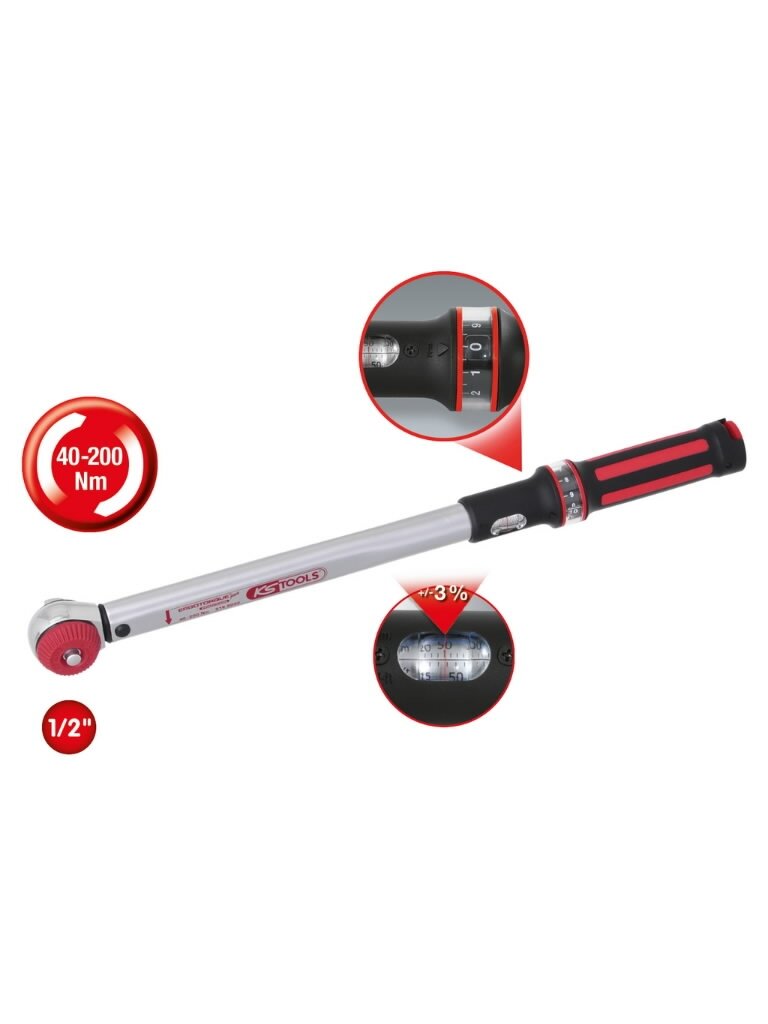 Dinamometrinis raktas ERGOTORQUEprecision  1/2´´, 1/2´´ 40 - 200 Nm (V), KS Tools 2