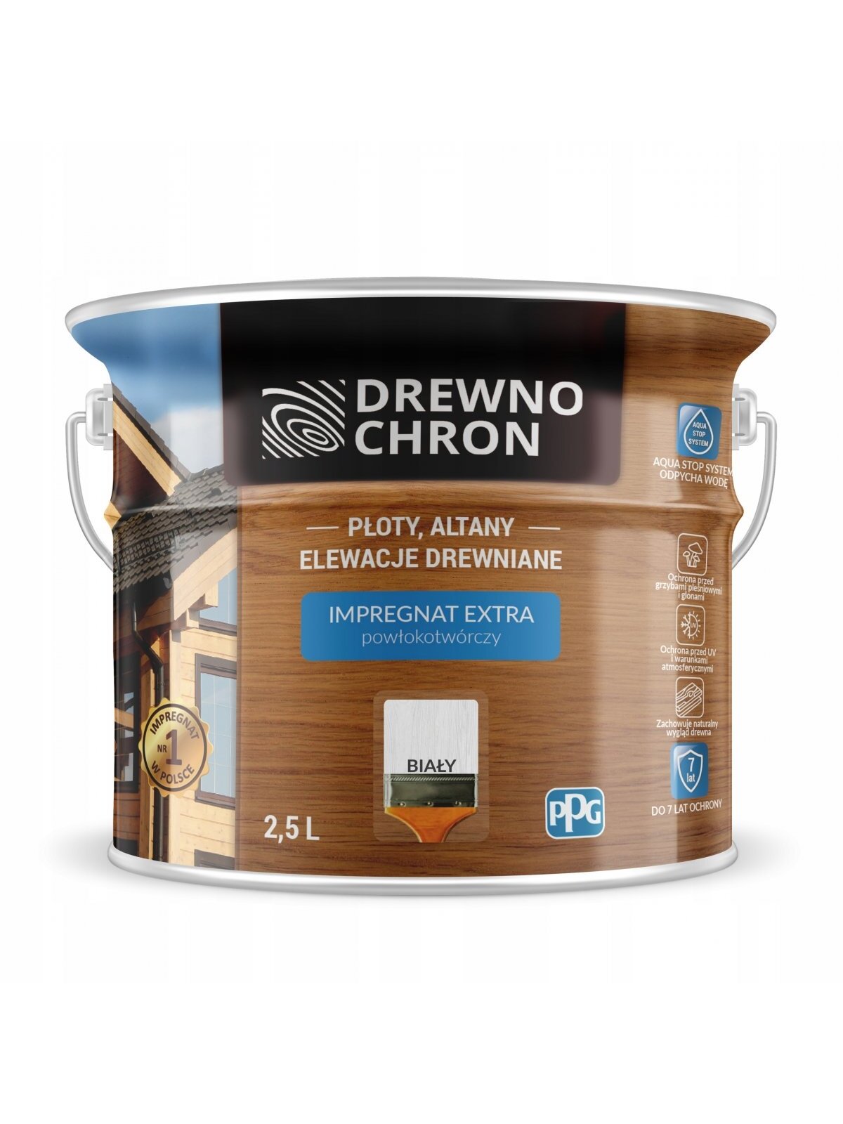Drewnochron, impregnantas "formuojantis plėvelę" | 2,5 ltr baltas Drewnochron, impregnantas "formuojantis plėvelę" | 2,5 ltr baltas