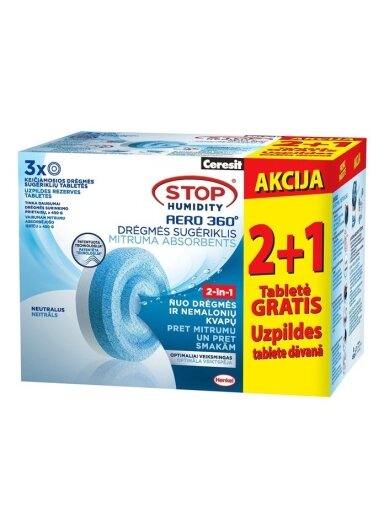 Drėgmės rinktuvo tabletės Ceresit Aero Device Promo, 1350 g Drėgmės rinktuvo tabletės Ceresit Aero Device Promo, 1350 g