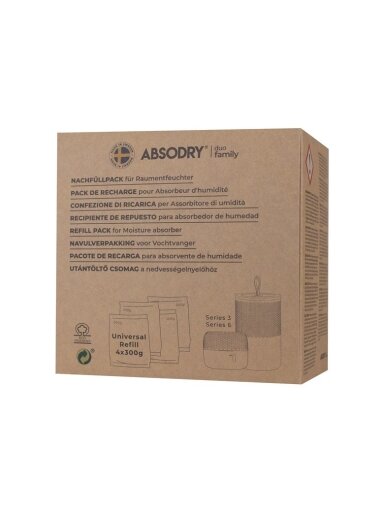 Drėgmės sugėriklio papildymas Absodry, 4x300g Drėgmės sugėriklio papildymas Absodry, 4x300g