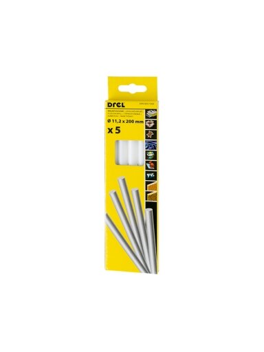 Drel Karštų klijų lazdelės 11,2 mm x 200 mm, baltos, 5 vnt.