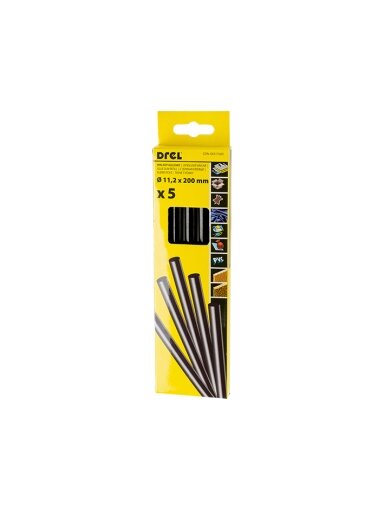 Drel Karštų klijų lazdelės 11,2 mm x 200 mm, juodos, 5 vnt.