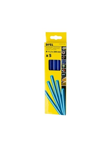 Drel Karštų klijų lazdelės 11,2 mm x 200 mm, mėlynos, 5 vnt.