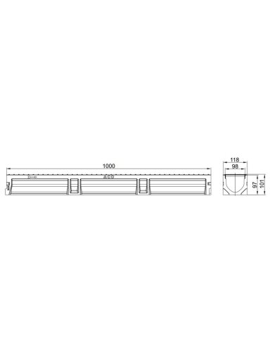 Drenažo latakas su Ø 110 mm vamzdžiu, A15 Aco Euroline, 1 m