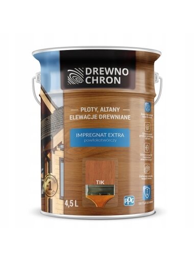 Drewnochron, impregnantas "formuojantis plėvelę" | 4,5 ltr tikas Drewnochron, impregnantas "formuojantis plėvelę" | 4,5 ltr tikas