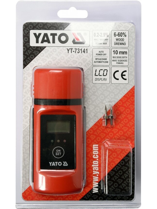 Drėgmės matuoklis - higrometras medienai ir kt. medžiagoms 0.2-60 % Yato 3