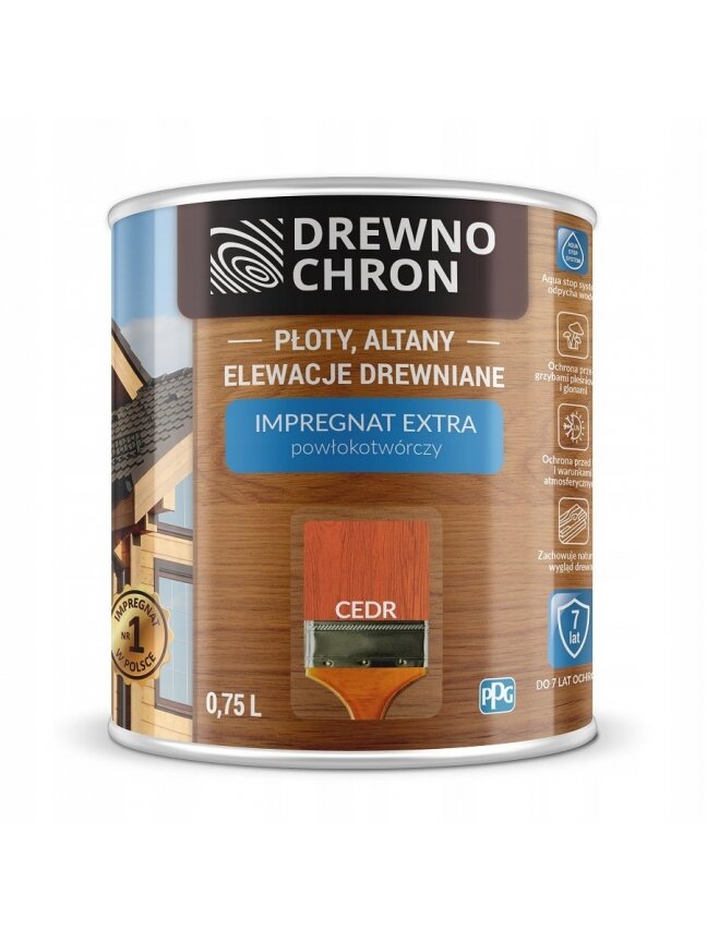 Drewnochron, impregnantas "formuojantis plėvelę" | 0,75 ltr kedras Drewnochron, impregnantas "formuojantis plėvelę" | 0,75 ltr kedras