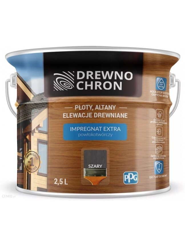 Drewnochron, impregnantas "formuojantis plėvelę" | 2,5 ltr pilkas Drewnochron, impregnantas "formuojantis plėvelę" | 2,5 ltr pilkas