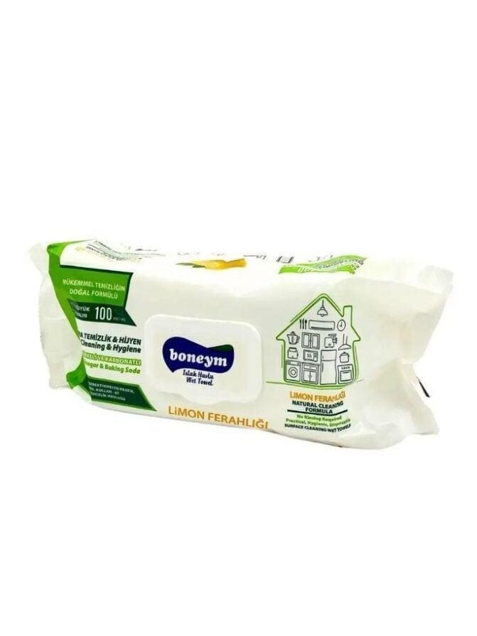 Drėgnos servetėlės įvairiems paviršiams Lemon Boneym 100 vnt Drėgnos servetėlės įvairiems paviršiams Lemon Boneym 100 vnt