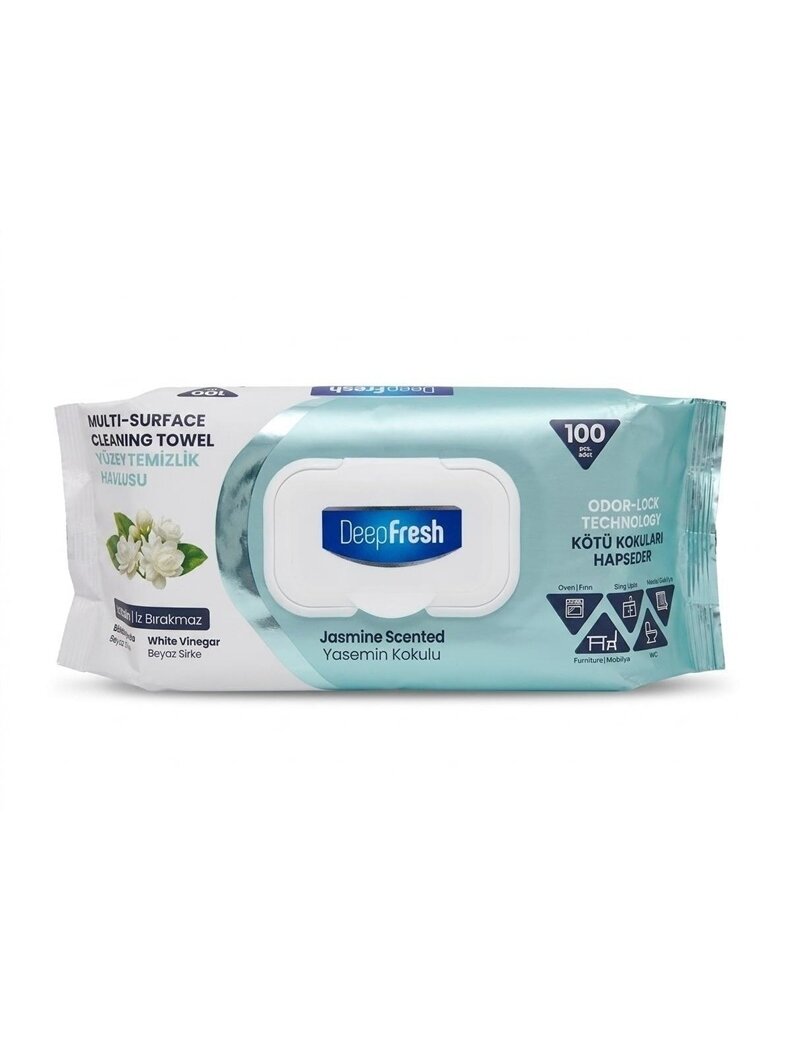 Drėgnos jazminų servetėlės paviršiams Deep Fresh, 100 vnt. Drėgnos jazminų servetėlės paviršiams Deep Fresh, 100 vnt.
