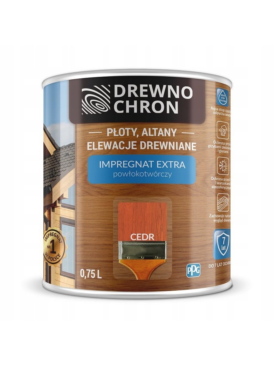 Drewnochron, impregnantas "formuojantis plėvelę" | 0,75 ltr kedras Drewnochron, impregnantas "formuojantis plėvelę" | 0,75 ltr kedras