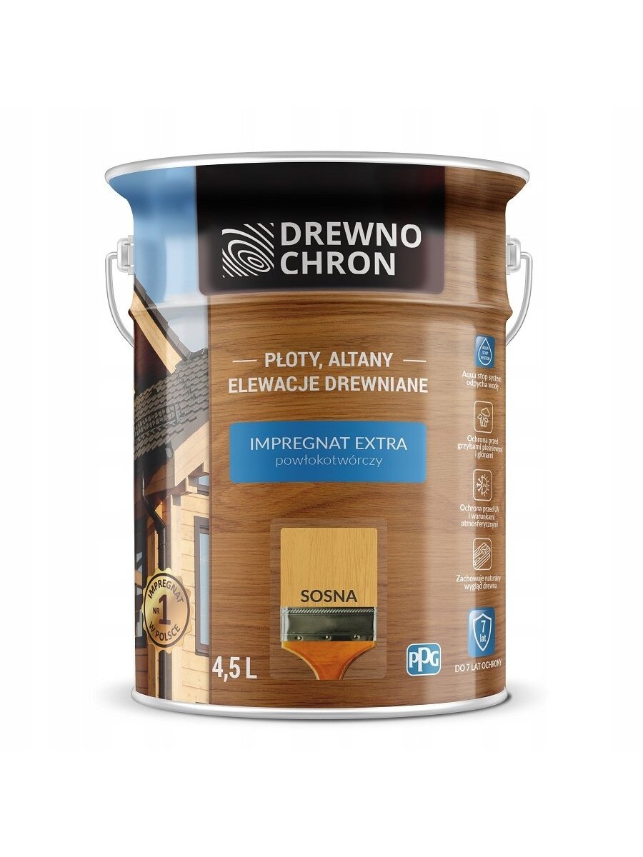 Drewnochron, impregnantas "formuojantis plėvelę" | 4,5 ltr pušis Drewnochron, impregnantas "formuojantis plėvelę" | 4,5 ltr pušis