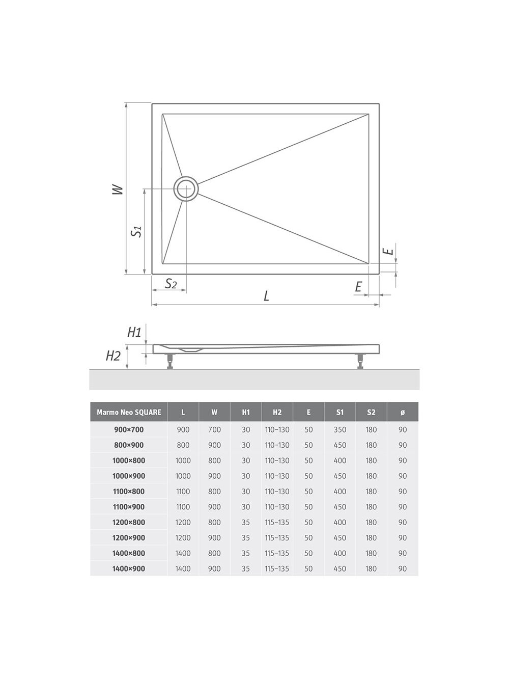 Dušo padėklas Marmo Neo Square-R 800x900 2 Dušo padėklas Marmo Neo Square-R 800x900 2