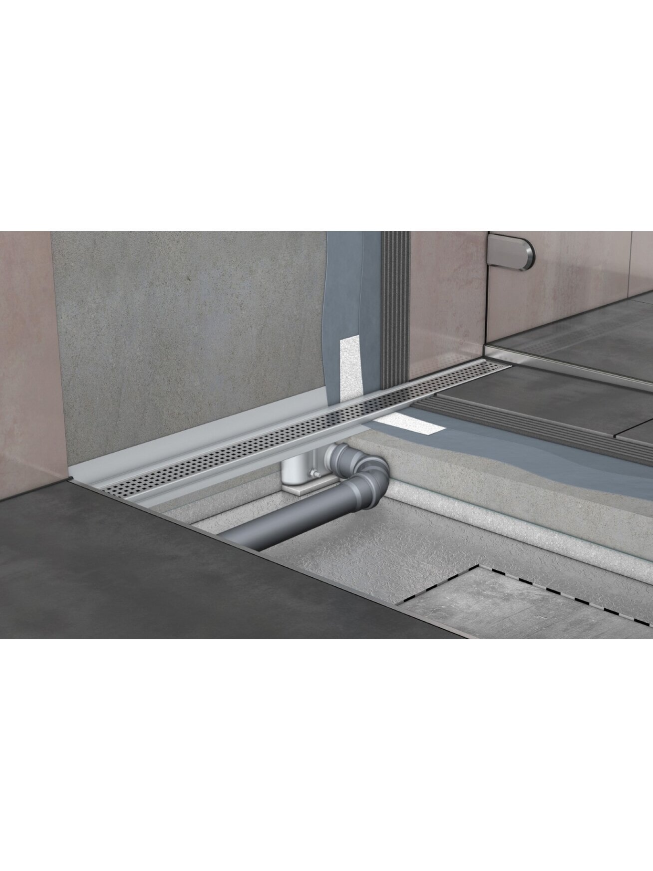 Dušo latako korpusas Aco ShowerDrain C, 65 mm su vertikaliu flanšu, 1185 mm 1