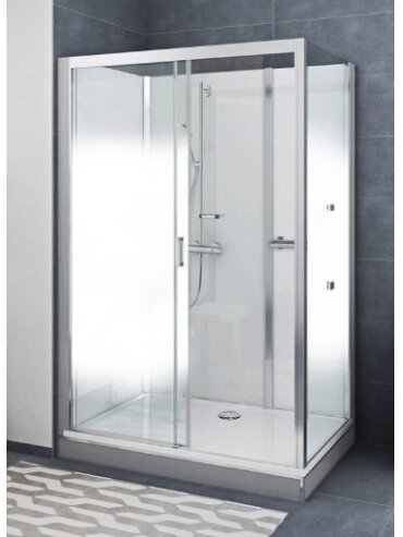Dušo boksas VINATA Comfort 1360x877 sienelės baltos spalvos, priekiniai stiklai skaidrūs 1 Dušo boksas VINATA Comfort 1360x877 sienelės baltos spalvos, priekiniai stiklai skaidrūs 1