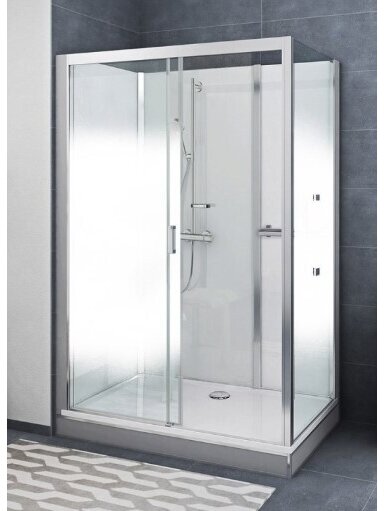 Dušo boksas VINATA Comfort 1360x877 sienelės baltos spalvos, priekiniai stiklai skaidrūs Dušo boksas VINATA Comfort 1360x877 sienelės baltos spalvos, priekiniai stiklai skaidrūs