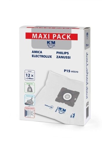Dulkių siurblio maišelis K&M P15-MX, 12 vnt.
