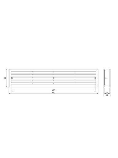 Durų ventiliacijos grotelės EUROPLAST VR459, 450 x 92 mm