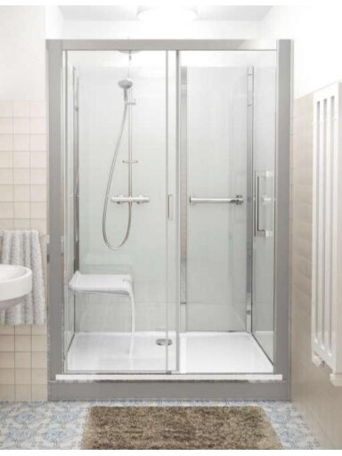Dušo boksas VINATA Comfort 1360x877 sienelės baltos spalvos, priekiniai stiklai skaidrūs Dušo boksas VINATA Comfort 1360x877 sienelės baltos spalvos, priekiniai stiklai skaidrūs