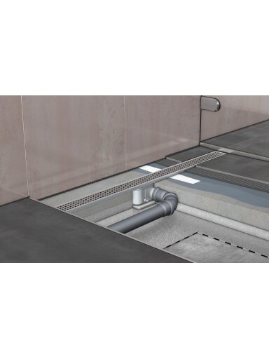 Dušo latako korpusas Aco ShowerDrain C, 65 mm su horizontaliu flanšu, 885 mm Dušo latako korpusas Aco ShowerDrain C, 65 mm su horizontaliu flanšu, 885 mm